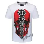 philipp plein t-shirt cut round neck hommesy qp big skull blanc